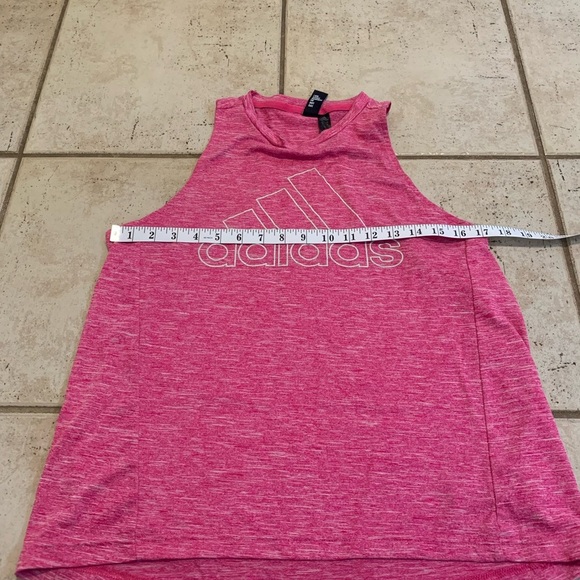 Adidas Pink Heathered Logo Tank Top, Racerback, Size Medium - Picture 3 of 5